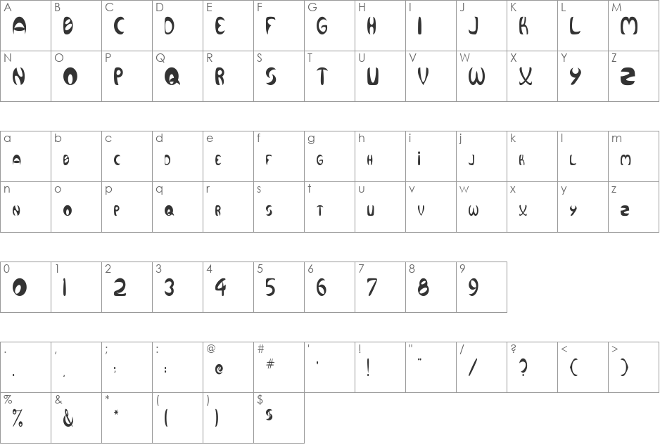 Qurve Thin font character map preview