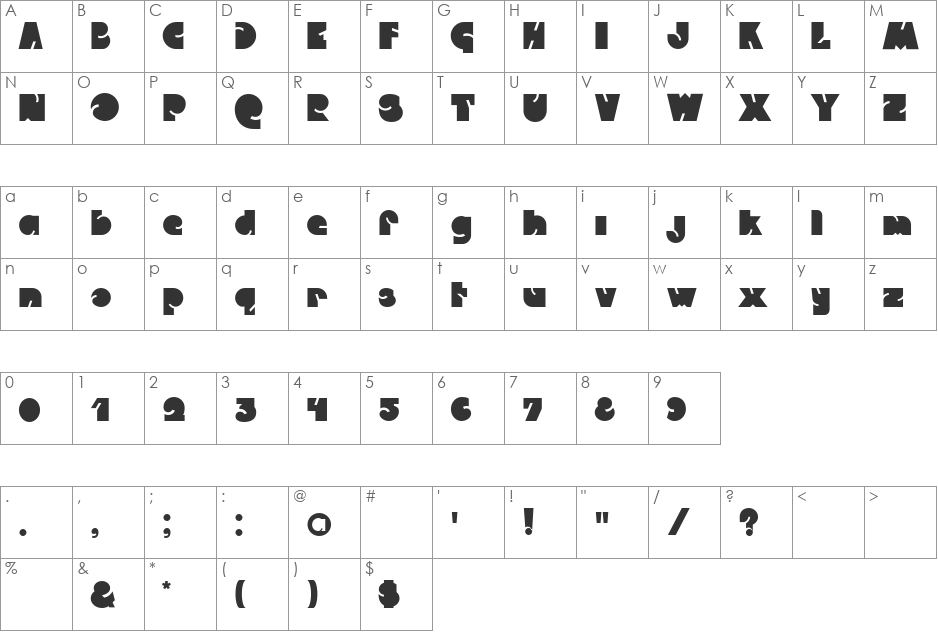 Qweckle font character map preview