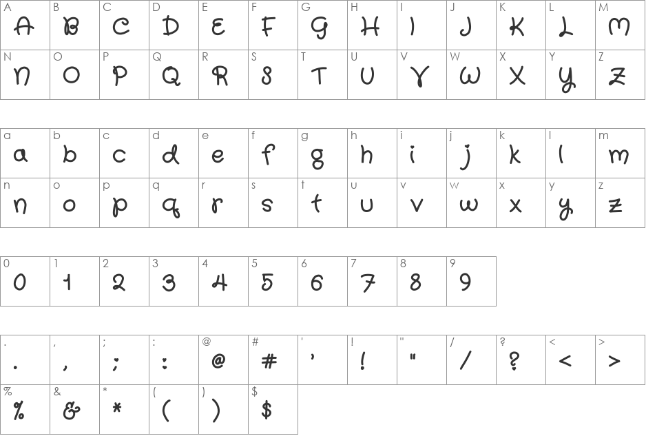qwurky font character map preview