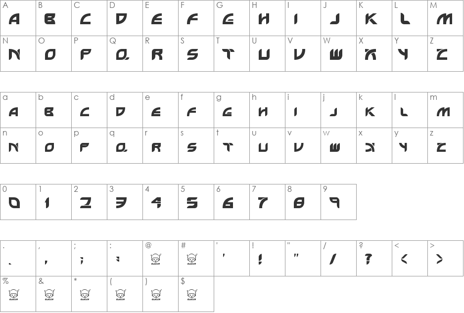 qx_01 font character map preview