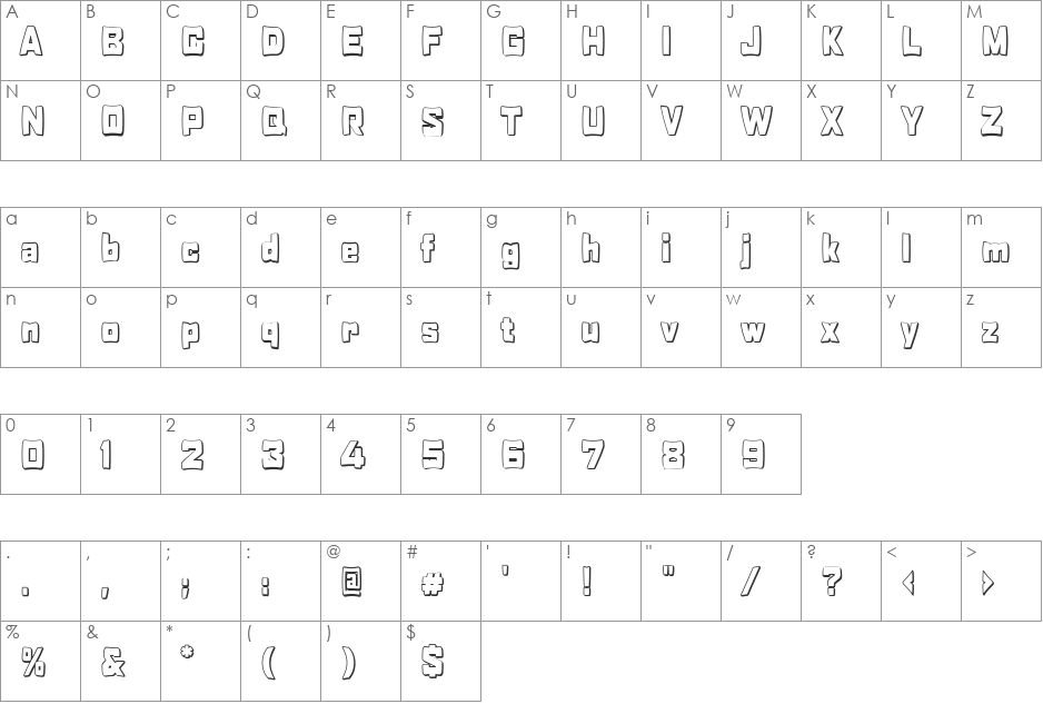 Rabanera font character map preview