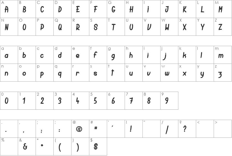 Rabbit Hole font character map preview