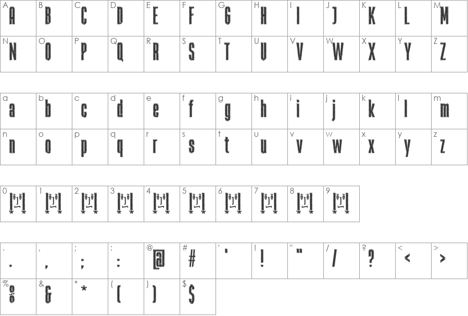 Rabiosa font character map preview