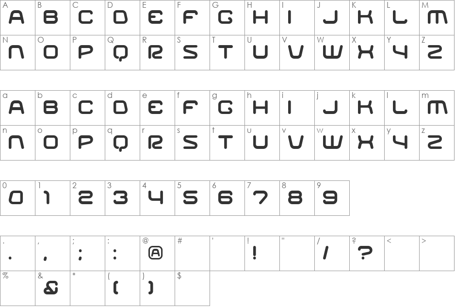 Racer font character map preview