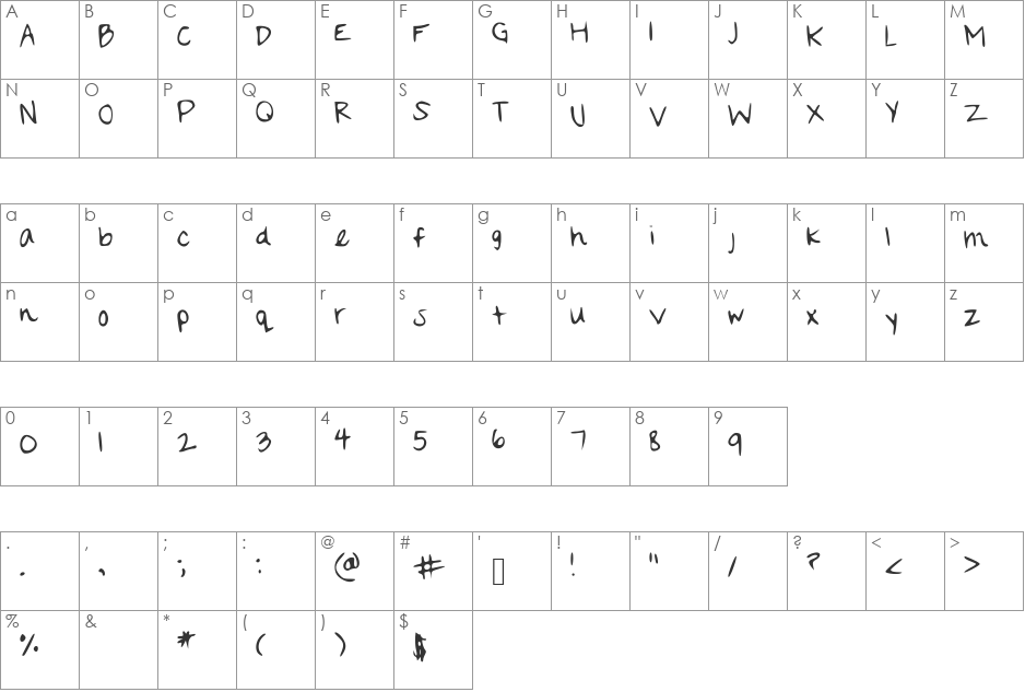 Rachel_ font character map preview