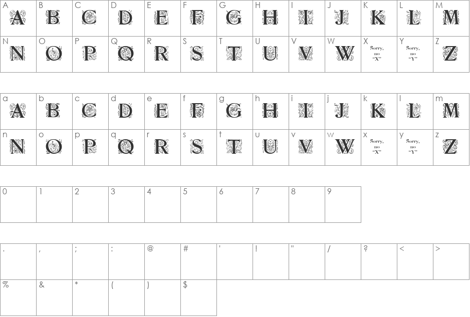 Racing History font character map preview