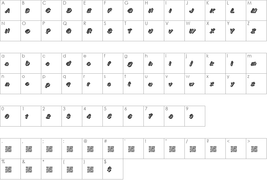 RacingFlow font character map preview