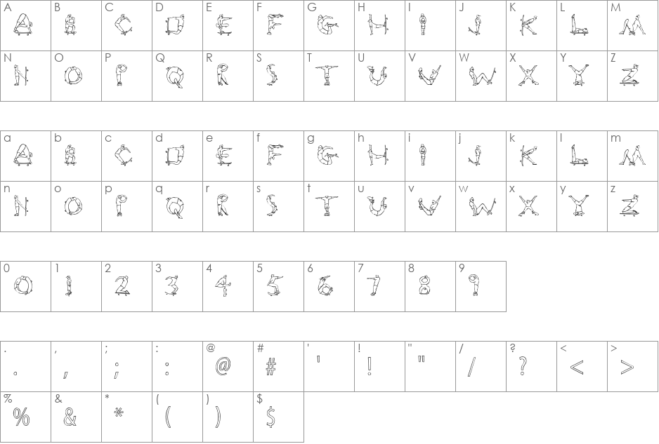 Rad Std font character map preview