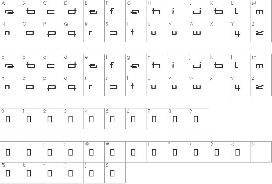 radar font character map preview