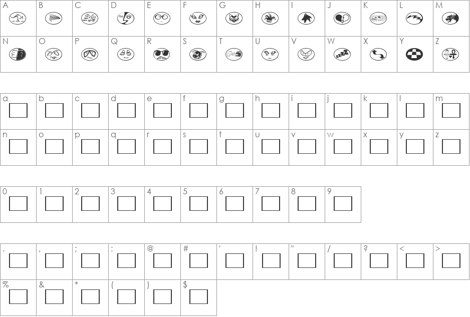 Radbats 3 font character map preview