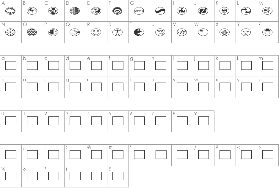 Radbats 4 font character map preview