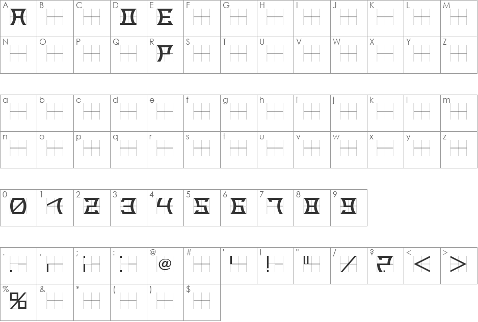 RADE_02 font character map preview