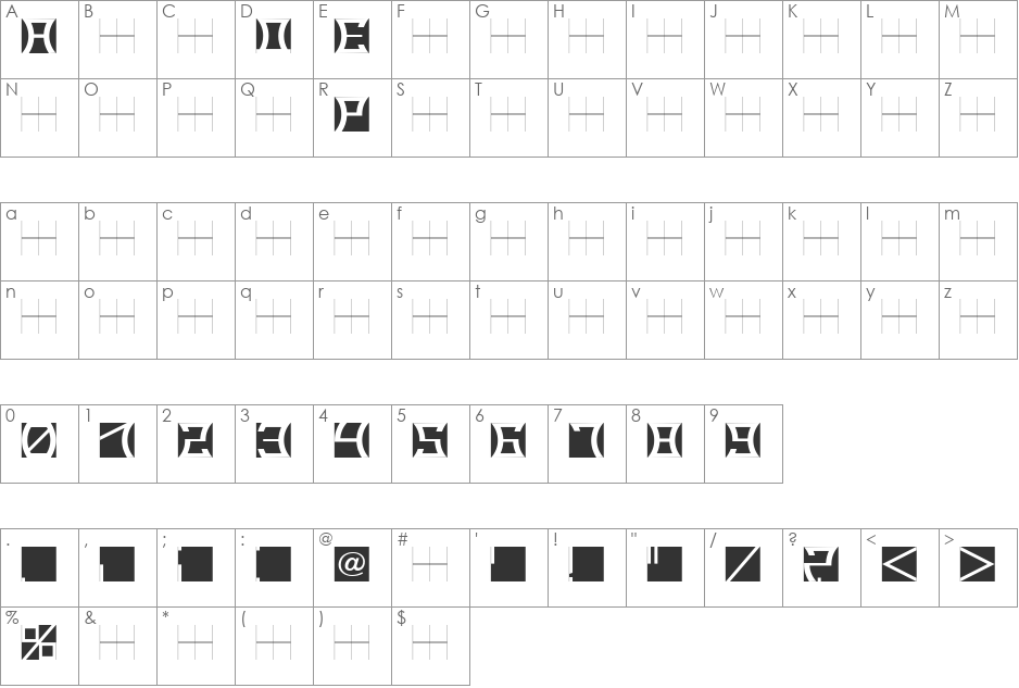 RADE_04 font character map preview