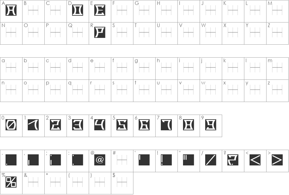 RADE_05 font character map preview