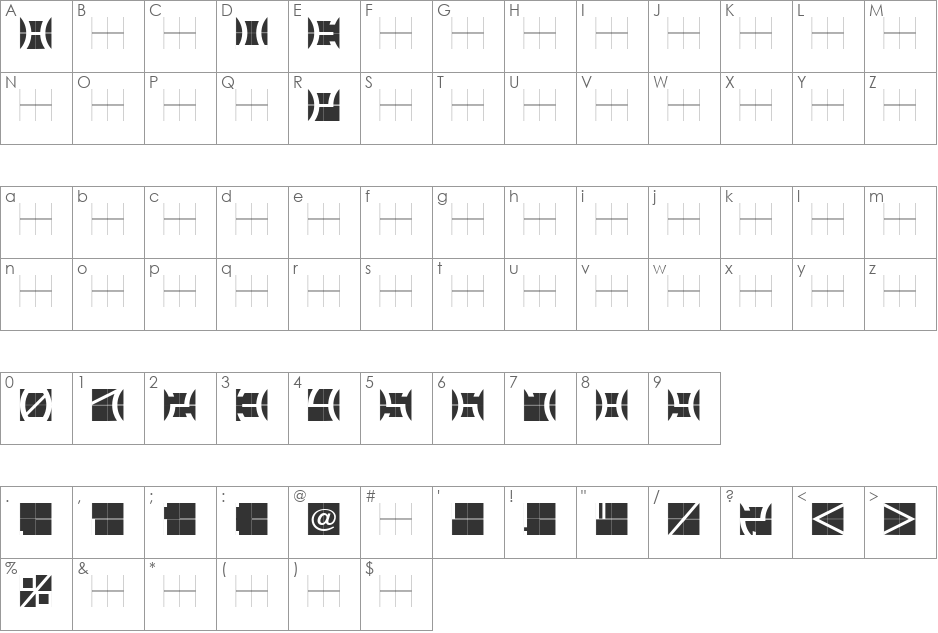 RADE_07 font character map preview