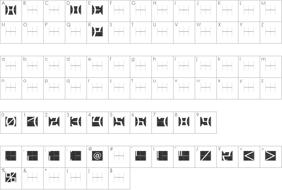 RADE_09 font character map preview