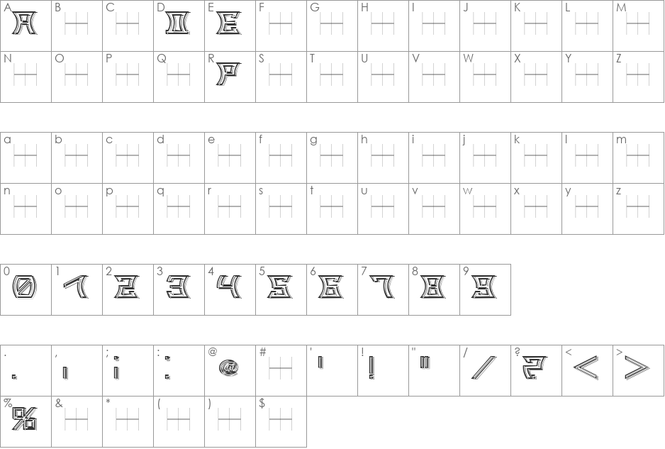 RADE_14 font character map preview