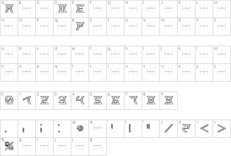 RADE_15 font character map preview