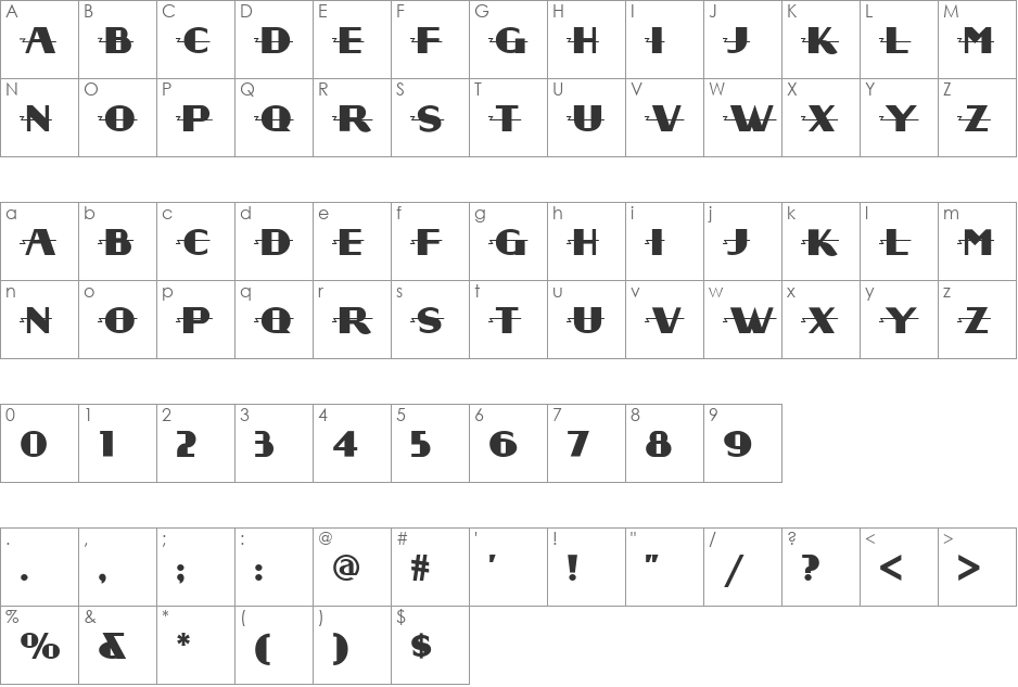 Radio Days NF font character map preview