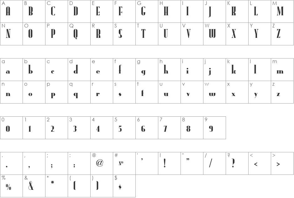Radio Ranch NF font character map preview