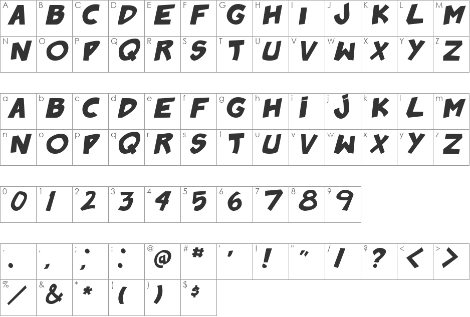 badonk-a-donk2 font character map preview