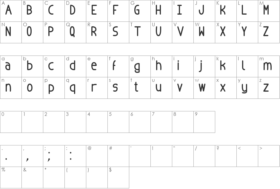 Badopus tfb font character map preview