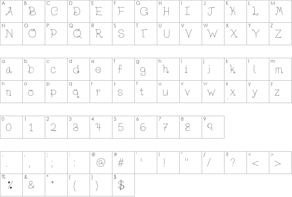 Radium font character map preview