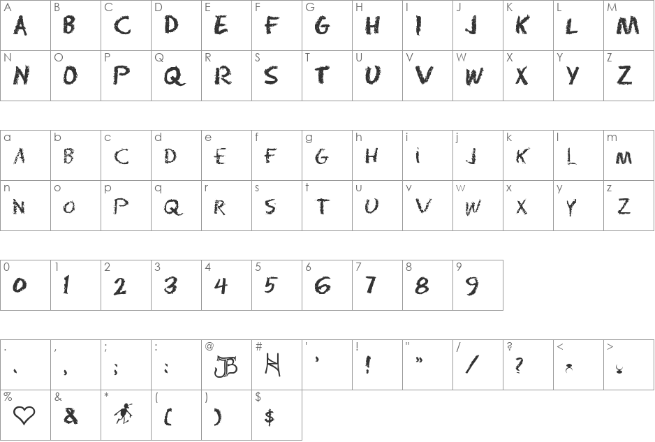 Radium J font character map preview