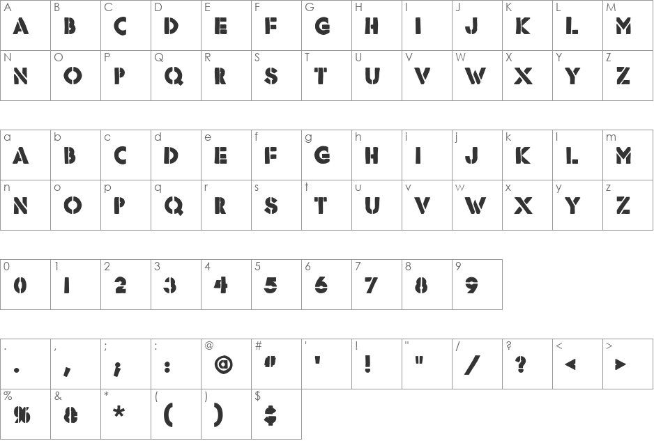 Rafika font character map preview