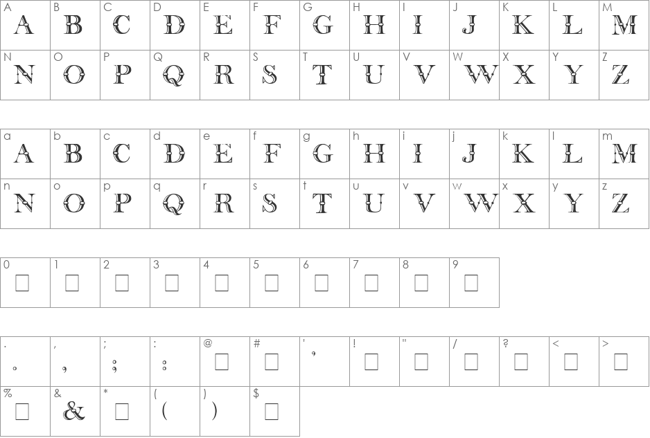 Baffle font character map preview