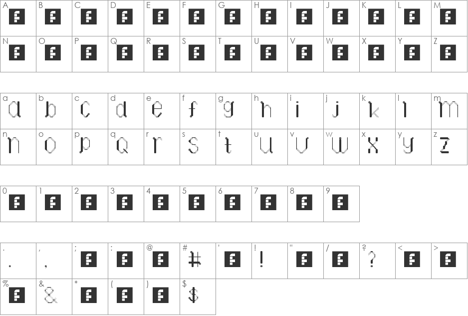 Raggedy Ann Gram font character map preview