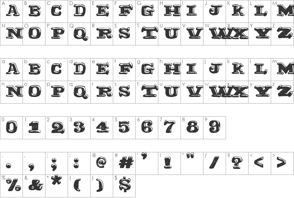 Ragtimer font character map preview