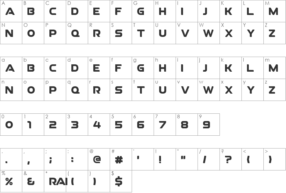 RAI Denmark Neo font character map preview