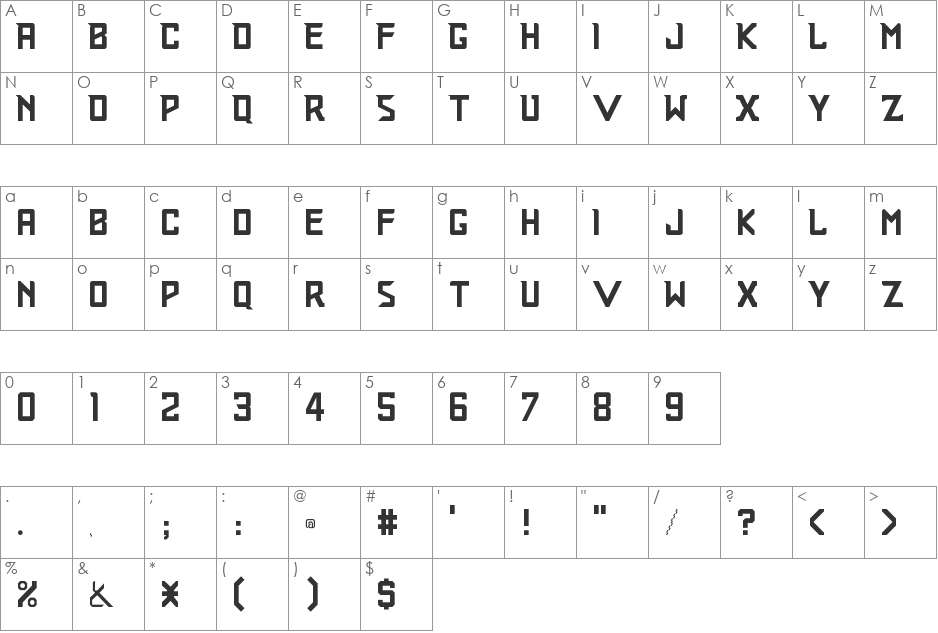 Railroader font character map preview