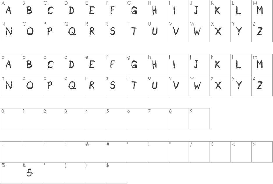 Rain & Neer font character map preview
