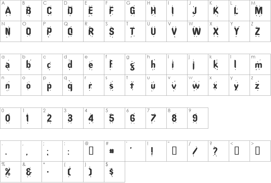 RainDanceSSK font character map preview