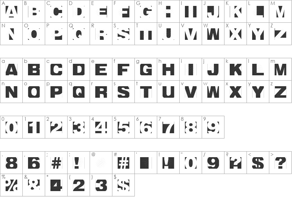 RainyDay font character map preview