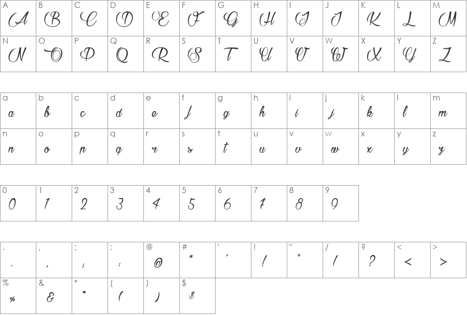 Raisin des Sables font character map preview