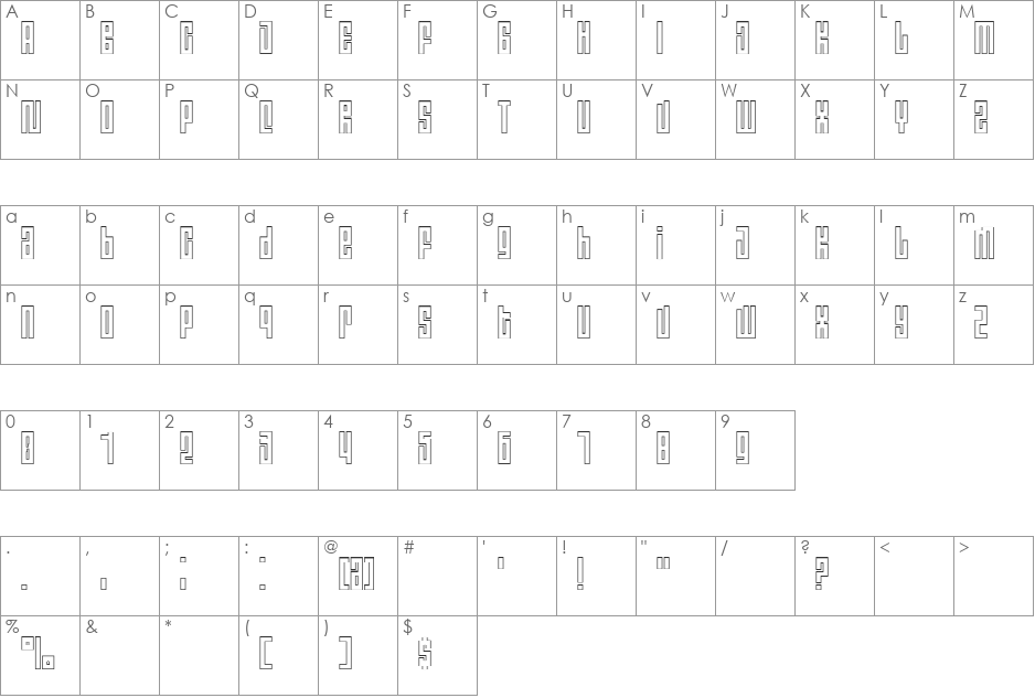 RALE02 font character map preview
