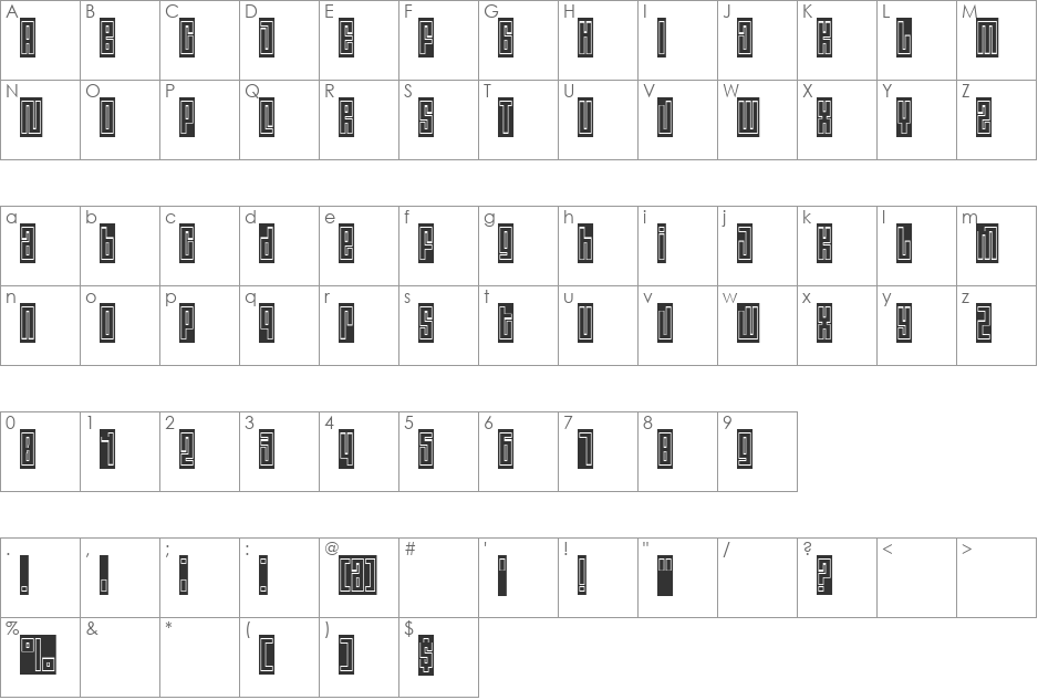 RALE06 font character map preview