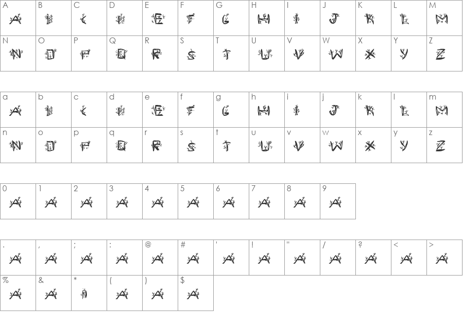 Ramada1 font character map preview