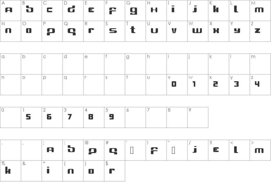 Ramedio font character map preview