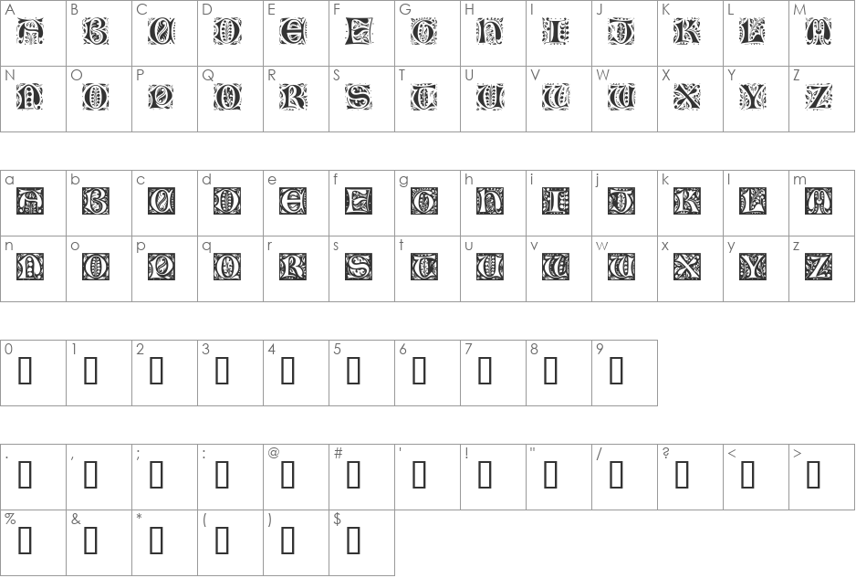Ramo Caps font character map preview