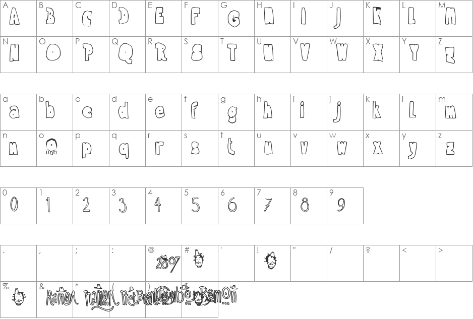 Ramon font character map preview