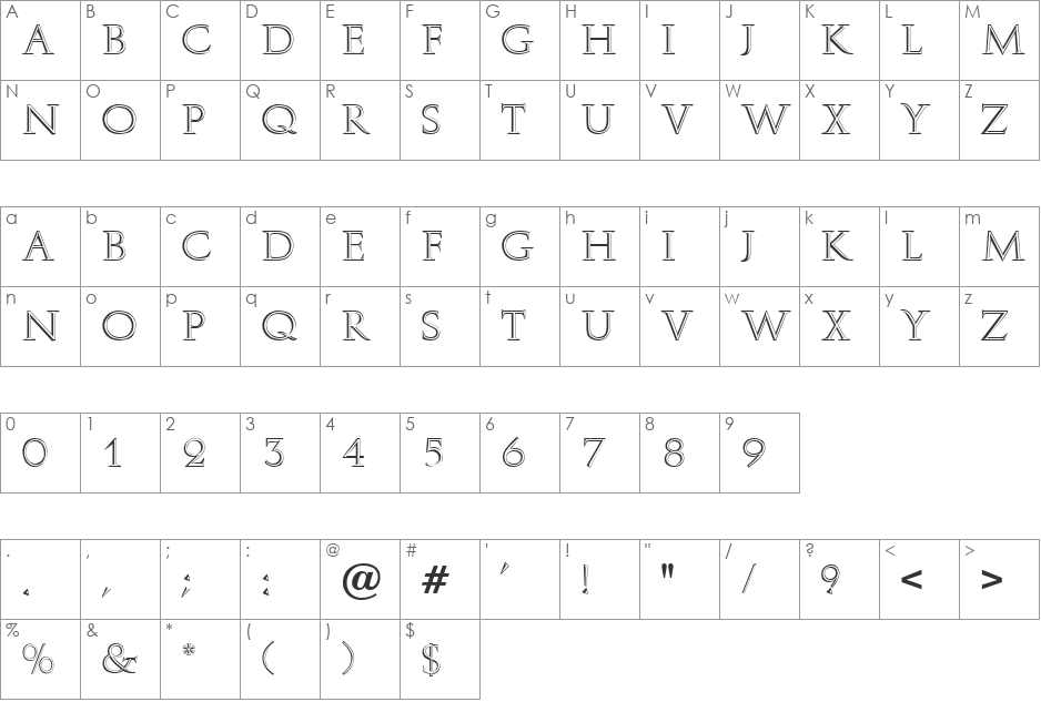 RamonaInline font character map preview