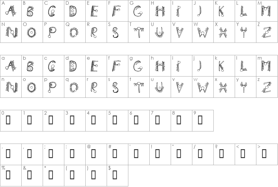 Ran Goley font character map preview