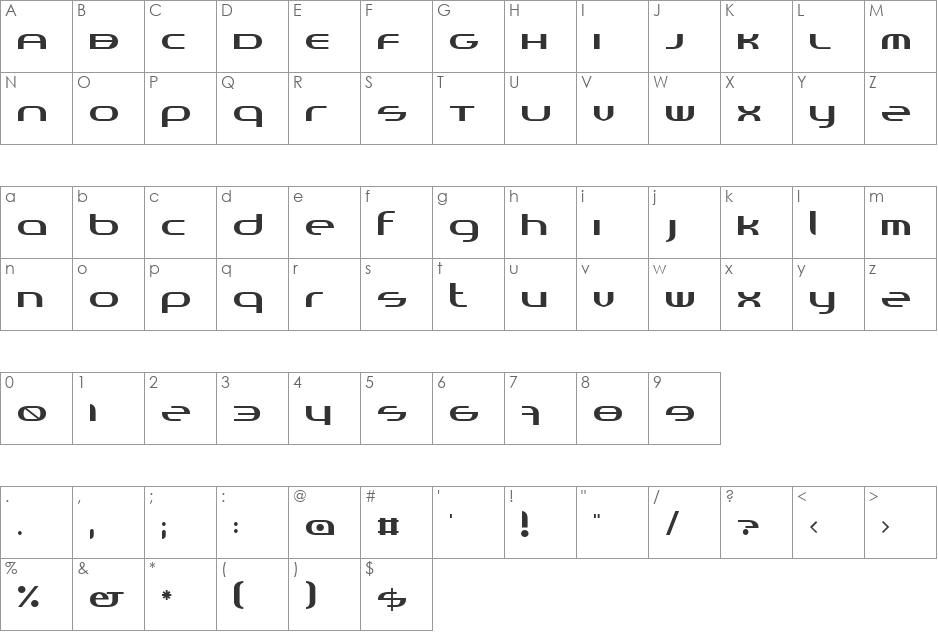 Randi font character map preview