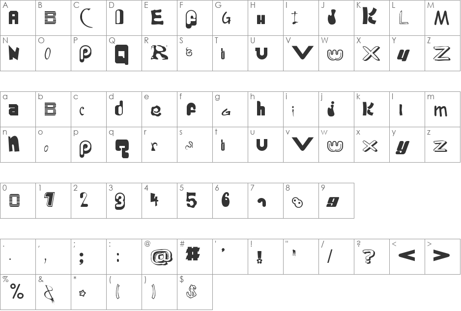 Random font character map preview