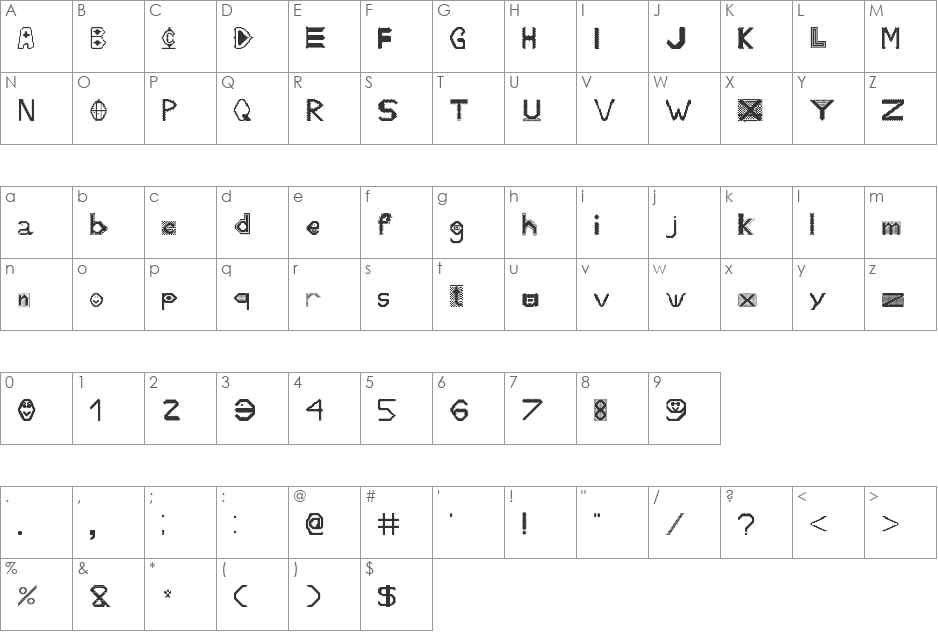 Random font character map preview