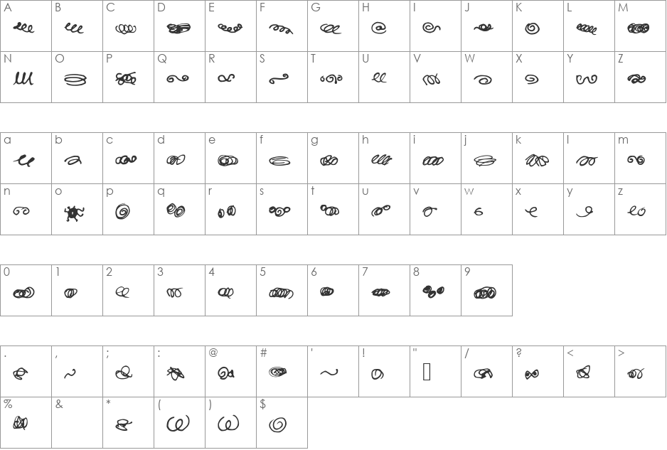 Random Swirls font character map preview